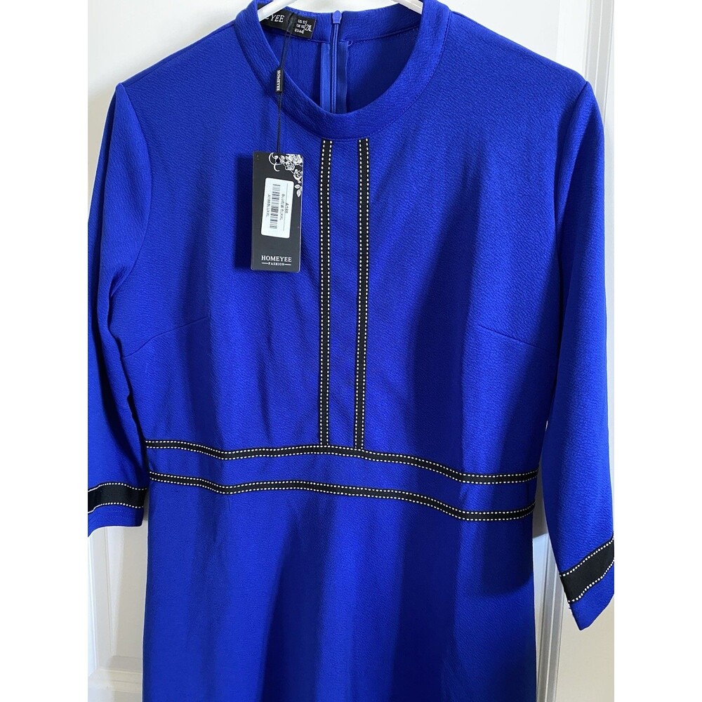 HOMEYEE Dress NWT Royal Blue Modest Work Business Cocktail Size 2XL US 12 - Picture 3 of 13